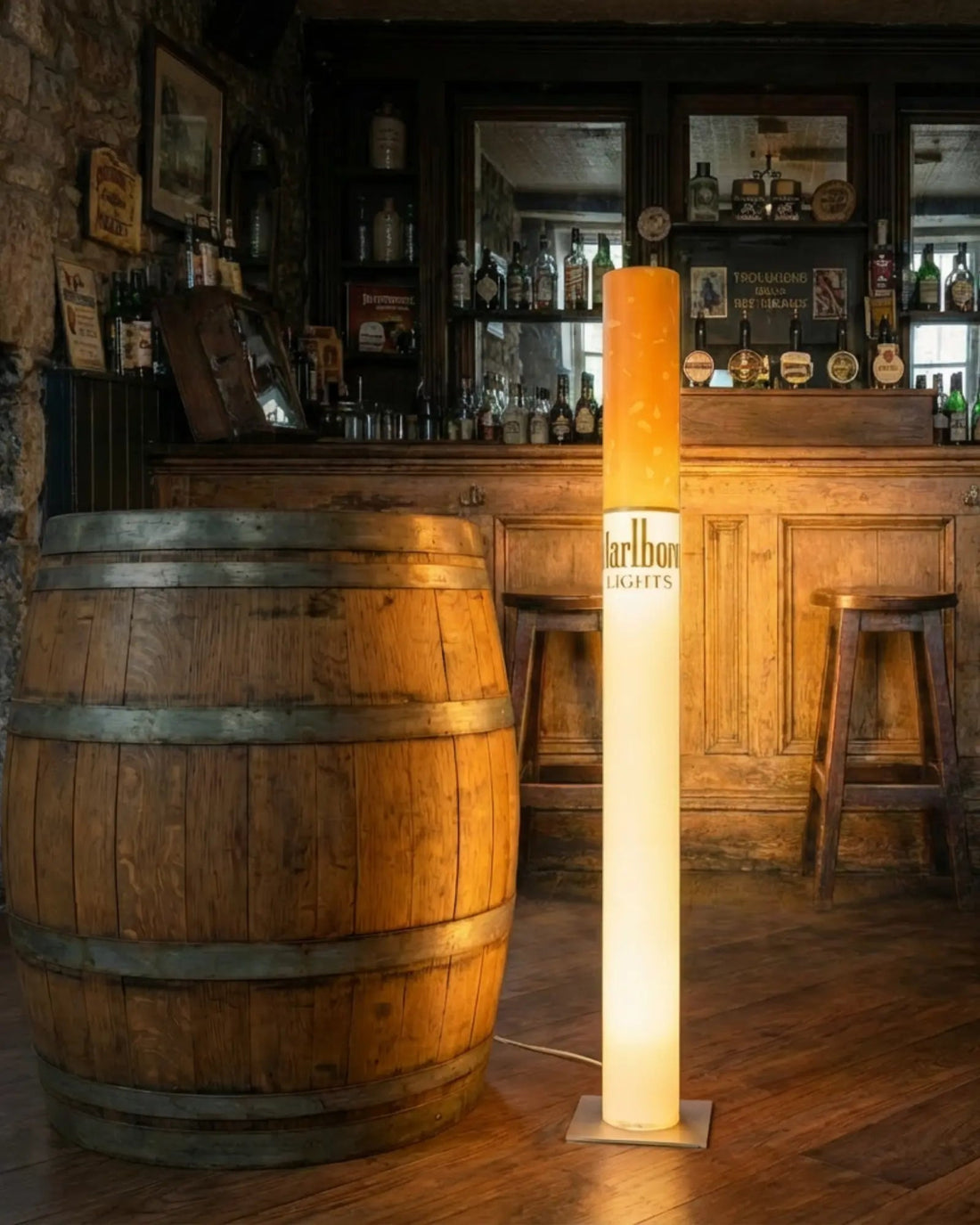 Home bar lighting ideas featuring the RETROFUME vintage cigarette floor lamp