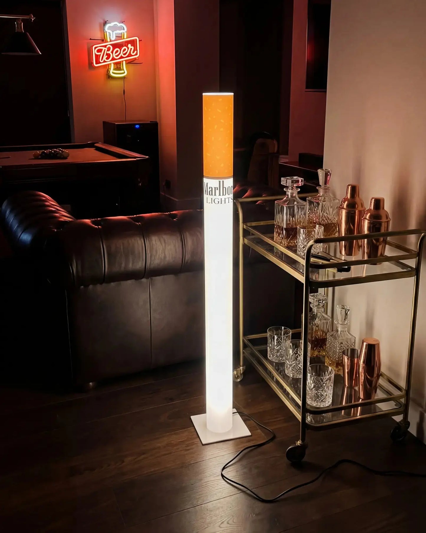 RETROFUME Cigarette Lamp Base Detail 100cm Vintage Retro Marlboro Floor Lamp