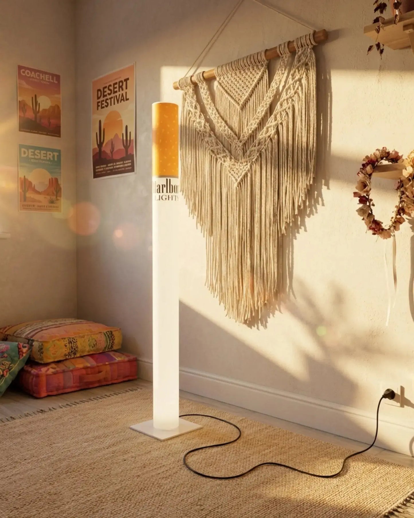 Marlboro Retro Floor Lamp 100cm Frosted Acrylic Giant Cigarette Plug and Play RETROFUME