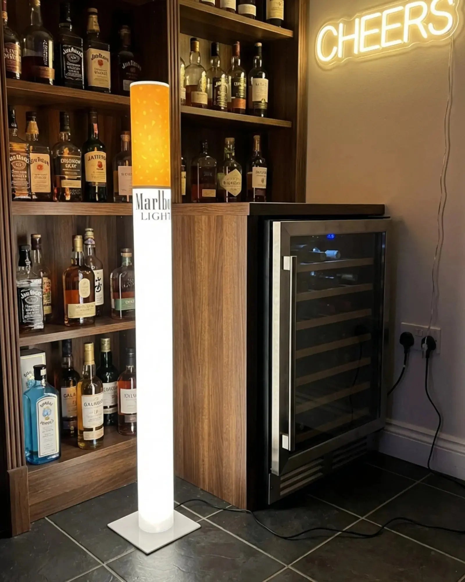 Marlboro Floor Lamp Side View 100cm Retro Cigarette Lamp Whiskey Bar Man Cave RETROFUME