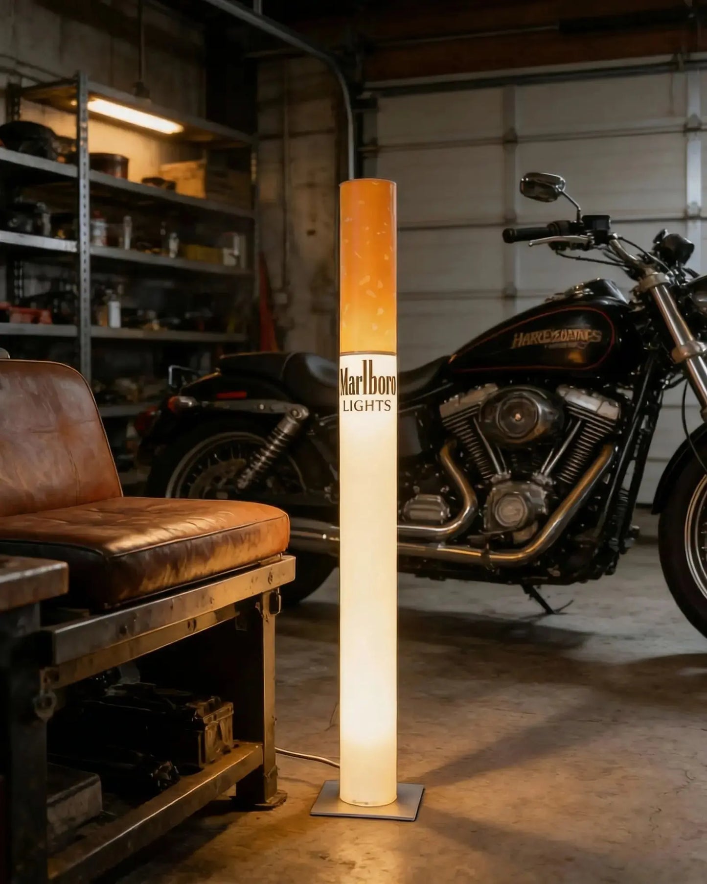 RETROFUME Marlboro Lamp Warm Amber Glow 100cm Retro Giant Cigarette Floor Lamp Man Cave
