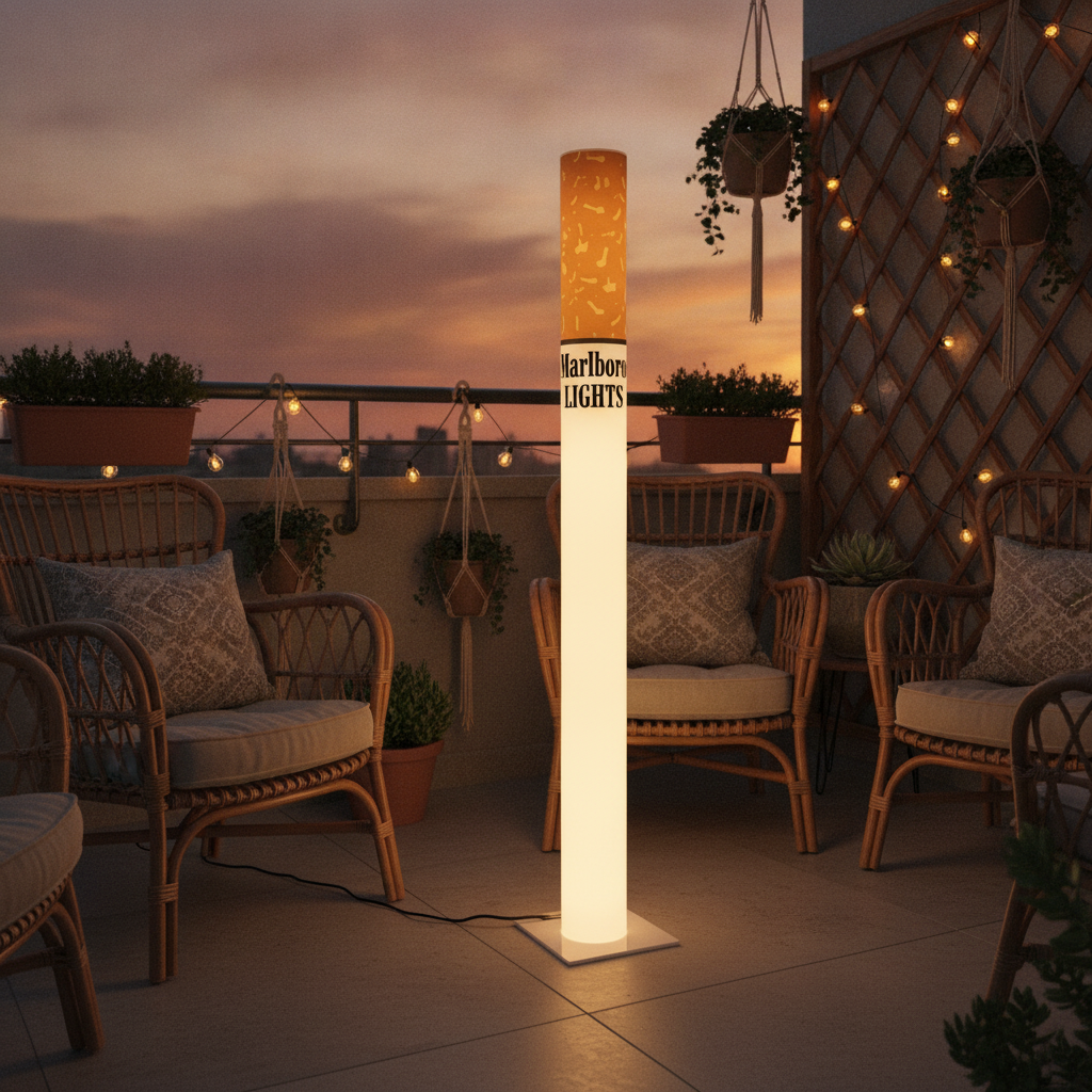 giant cigarette lamp Vintage Marlboro Light 95cm | Floor Lamp - Man Cave Retro Decor Vintage Marlboro Light Lamp 95cm